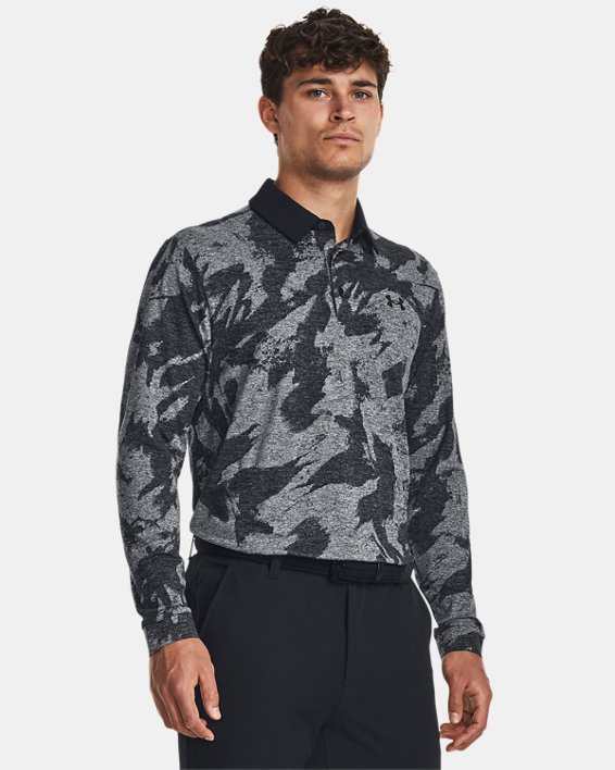 Men's UA Playoff Jacquard Long Sleeve Polo in Black image number 0